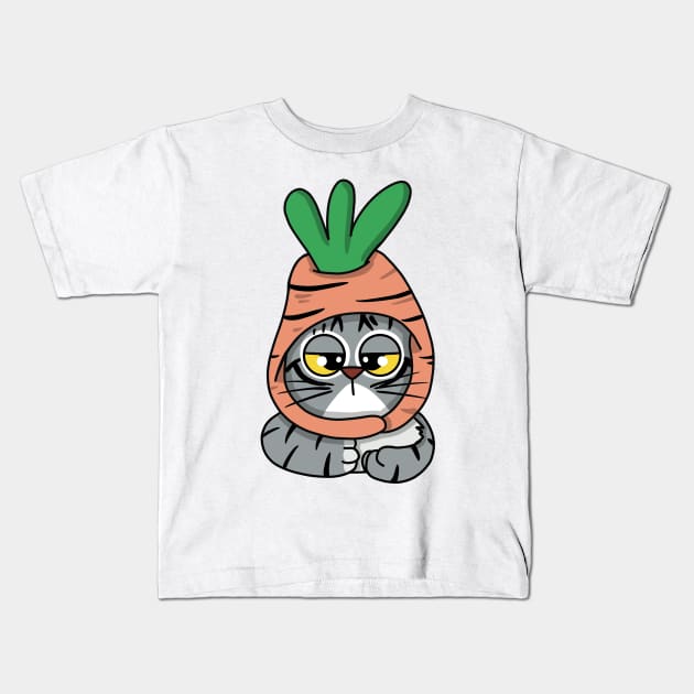 Bunny Carrot Cat Kids T-Shirt by Nuffypuffy